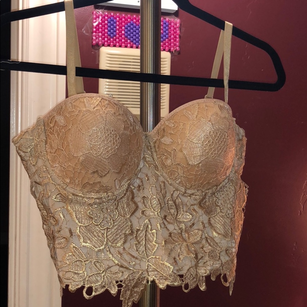 Gold lace bustier top